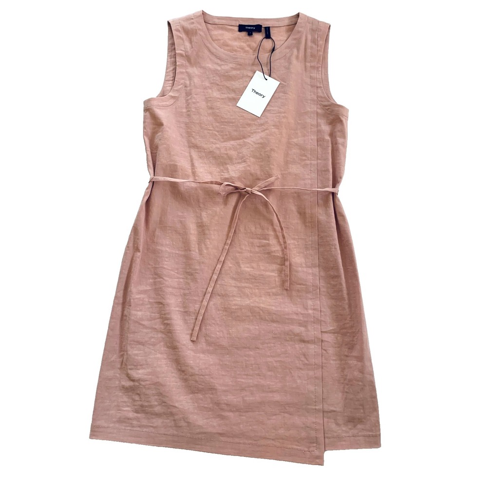 NWT Theory Didianne Ballet Pink Eco Crunch Wash Belted Shift Dress 2 0 XS $275